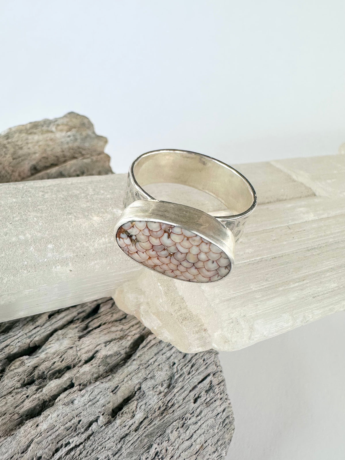 Desert Trace Ring: Snakeskin Agate & Sterling Silver - size 6