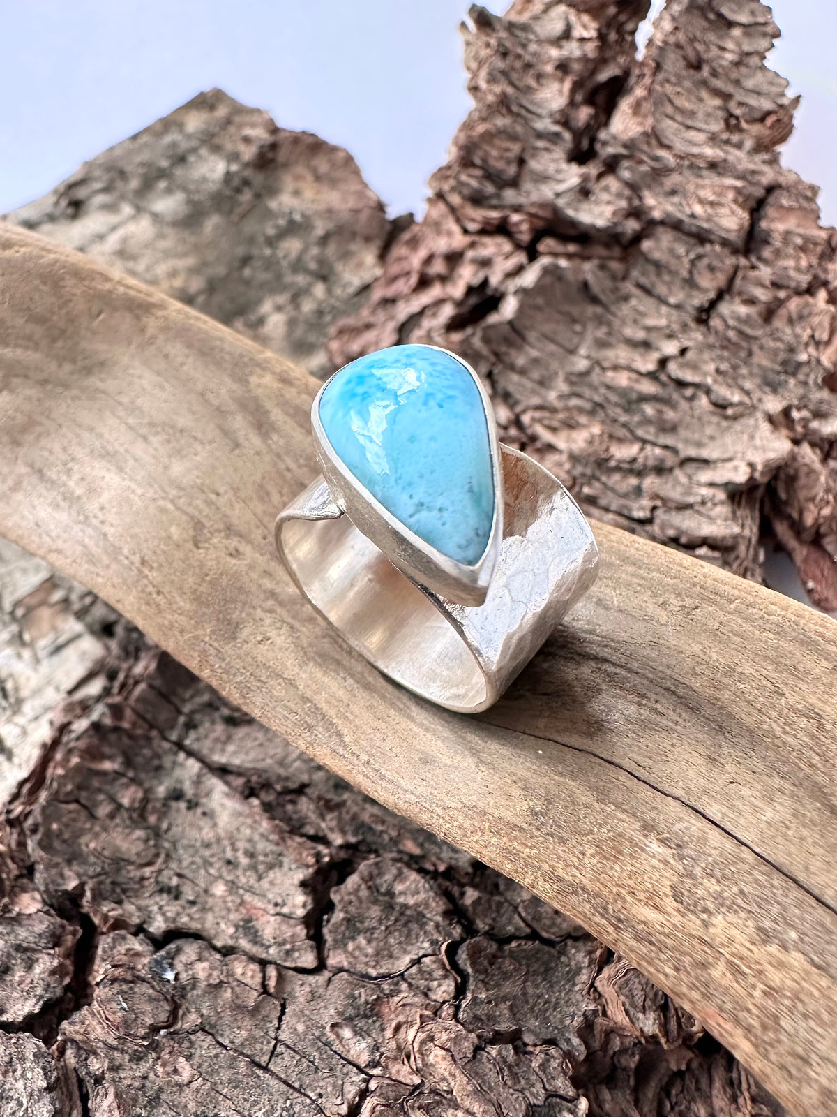 Tidal Sky Ring: Larimar & Sterling Silver - size 6