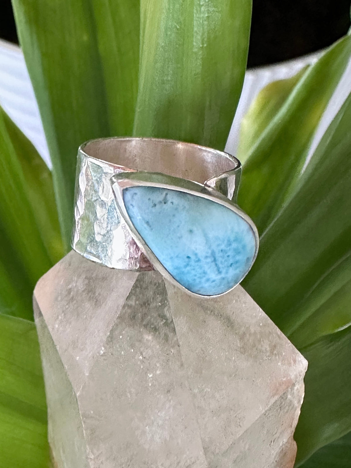 Tidal Sky Ring: Larimar & Sterling Silver - size 6