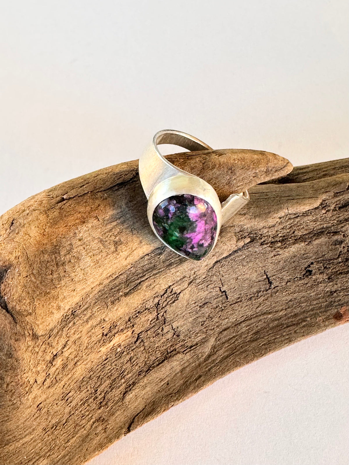 Wild Bloom Ring: Ruby in Zoisite & Sterling Silver - size 6