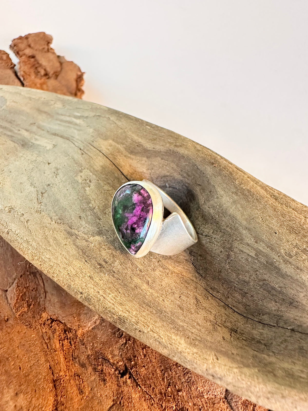Wild Bloom Ring: Ruby in Zoisite & Sterling Silver - size 6