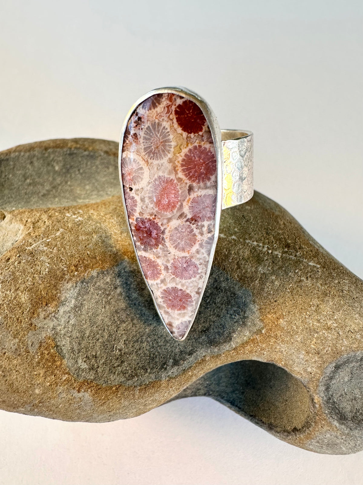 Ocean Relic Ring: Fossil Coral & Sterling Silver - size 10.25
