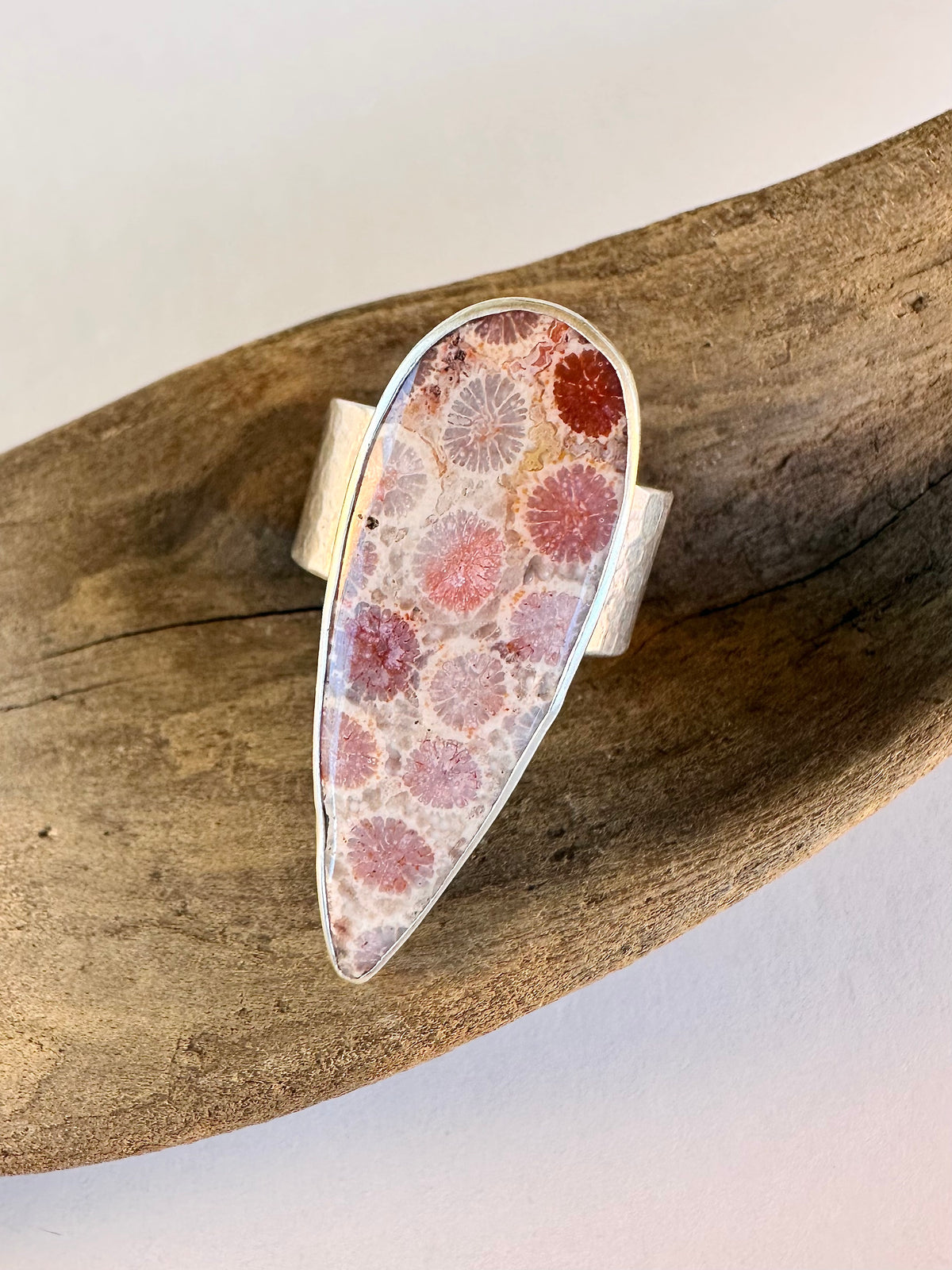 Ocean Relic Ring: Fossil Coral & Sterling Silver - size 10.25