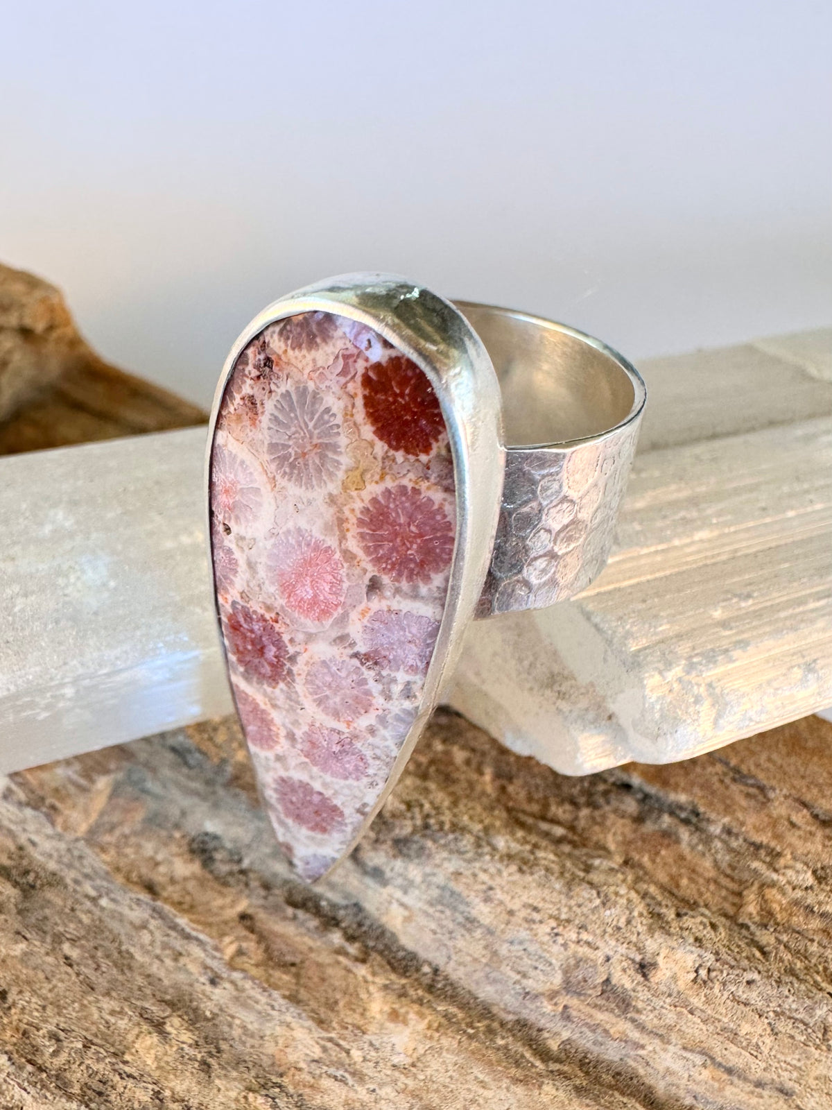 Ocean Relic Ring: Fossil Coral & Sterling Silver - size 10.25