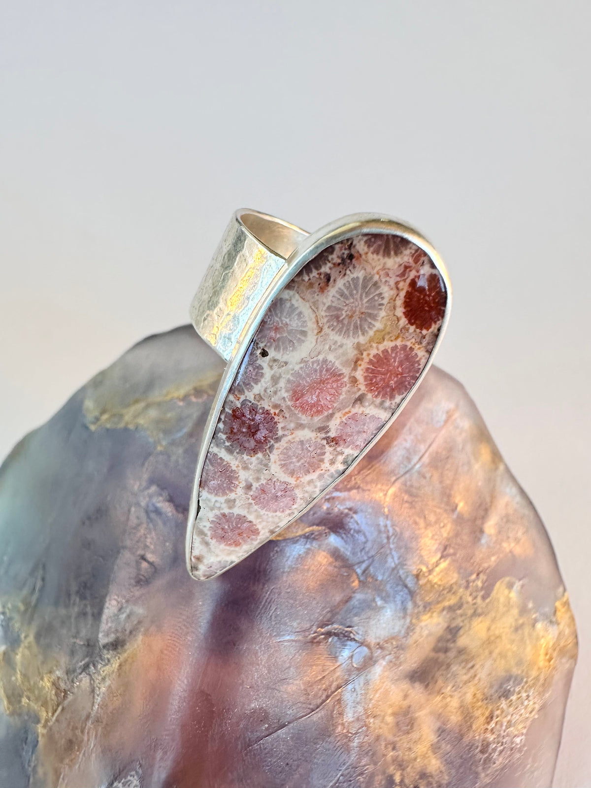 Ocean Relic Ring: Fossil Coral & Sterling Silver - size 10.25