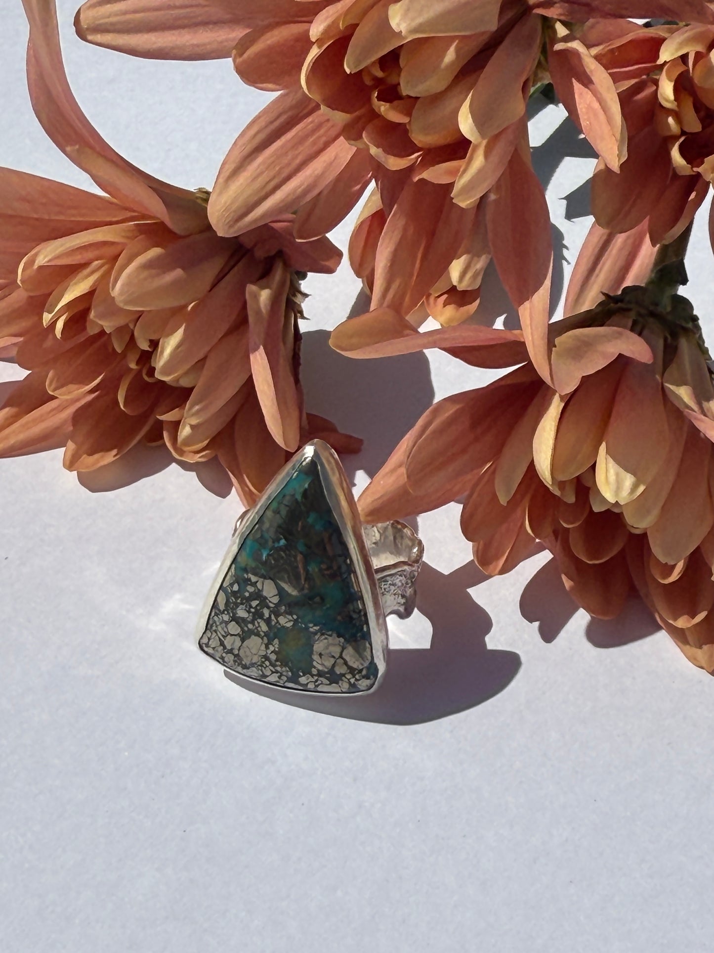 Silver Mesa Ring - Morenci Turquoise - size 7