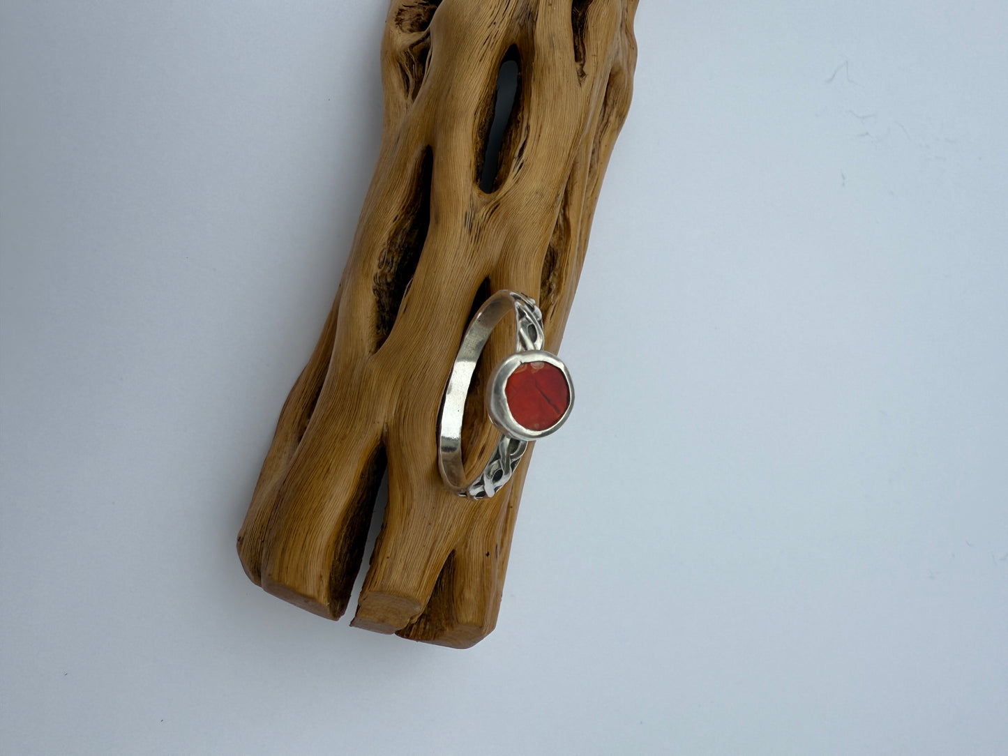 Mesmerizing Flame Ring: Sterling Silver & Ammolite - size 11.75