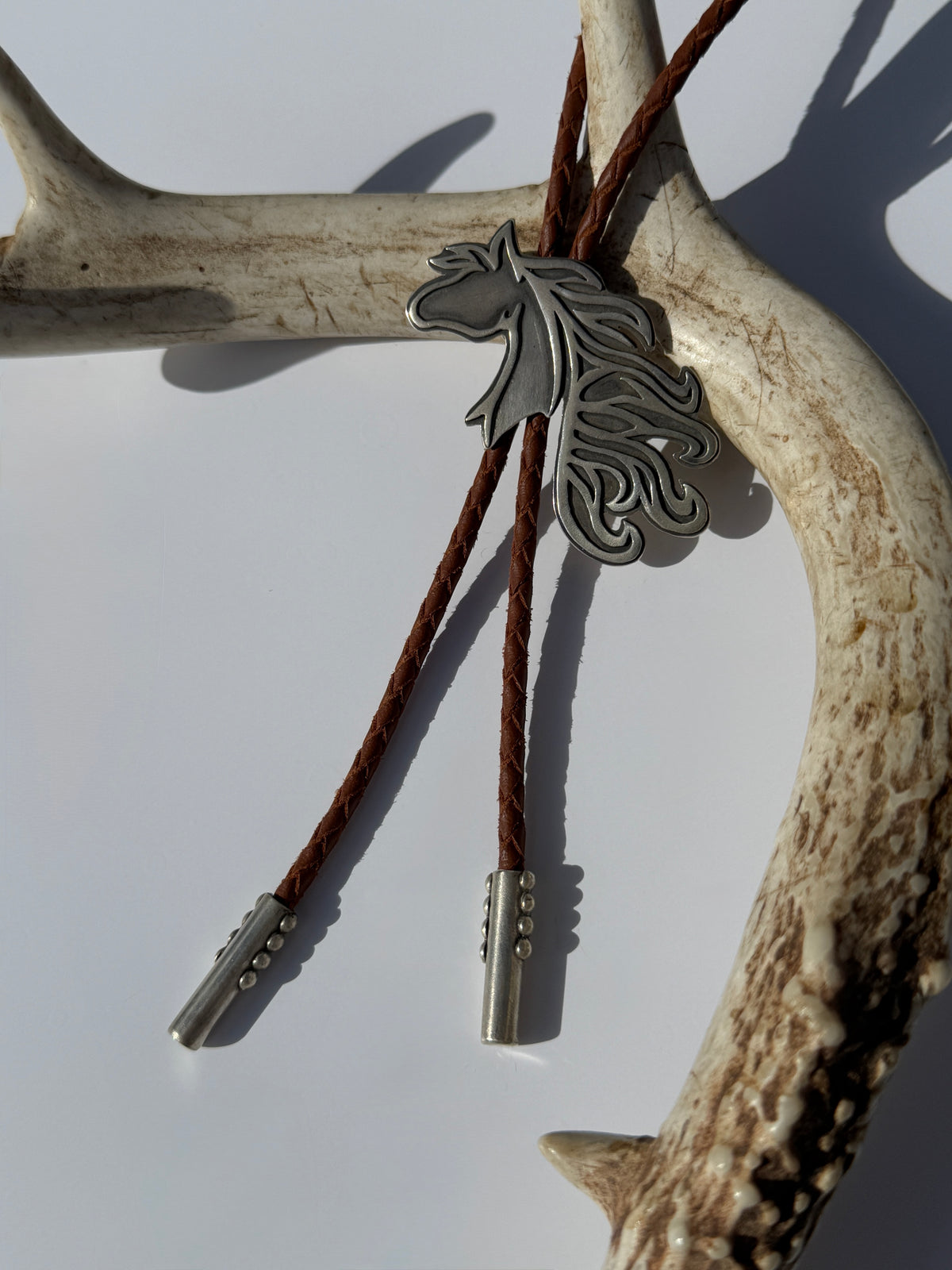 Spirit of the Plains Bolo Tie: Sterling Silver Horse